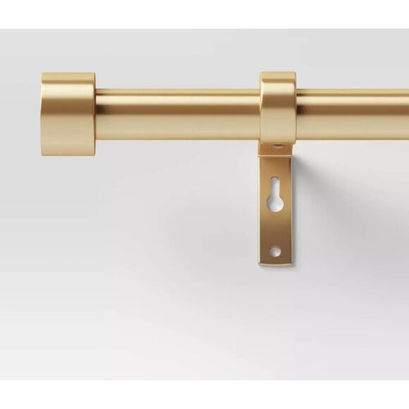 Threshold Dauntless Brass Finish Expandable Steel Curtain Rod 36" to 66" Lengths - Picture 1 of 6
